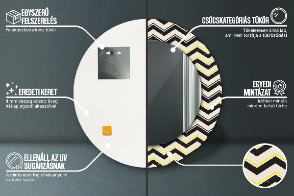 Rund spegel elegant Sicksack mönster