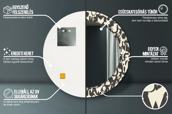 Rund spegel elegant Abstrakt typografi