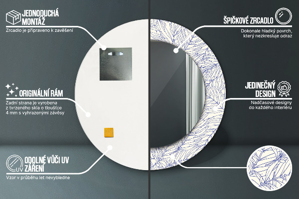 Rund spegel elegant Tropisk palm countur