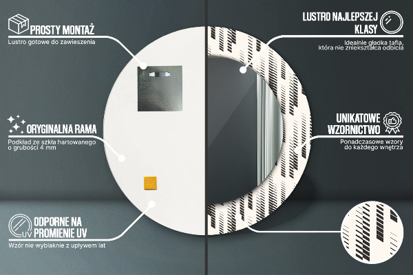 Rund spegel elegant Randigt mönster