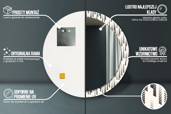 Rund spegel elegant Randigt mönster