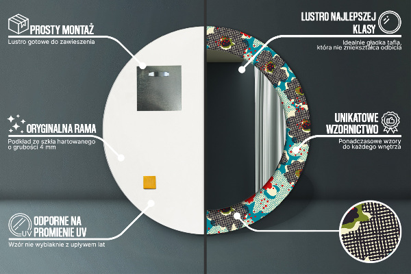 Rund spegel elegant Retro blommönster