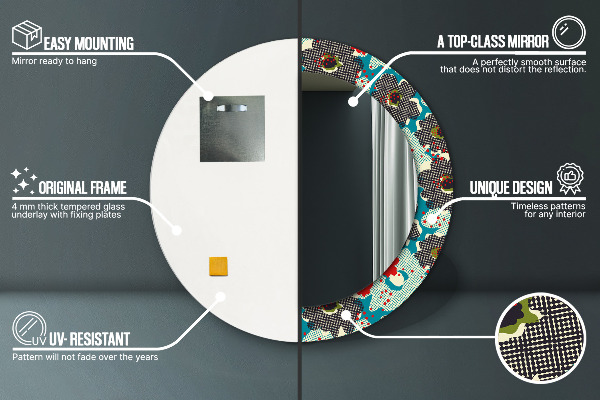 Rund spegel elegant Retro blommönster