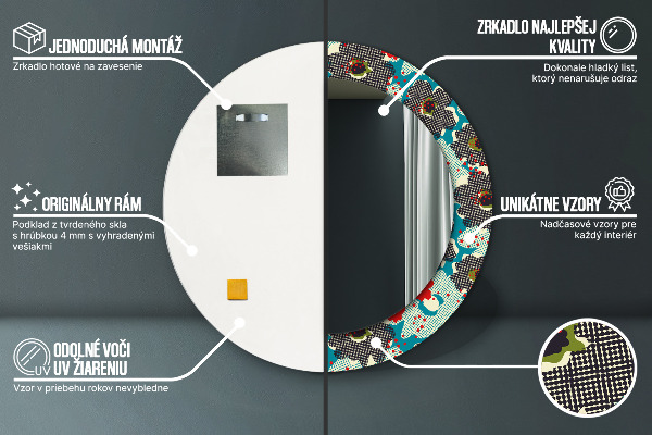 Rund spegel elegant Retro blommönster