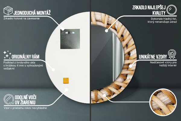 Rund spegel elegant Naturlig fläta