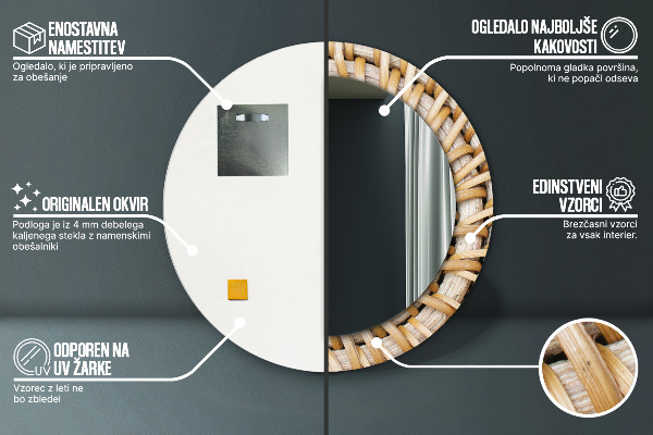 Rund spegel elegant Naturlig fläta