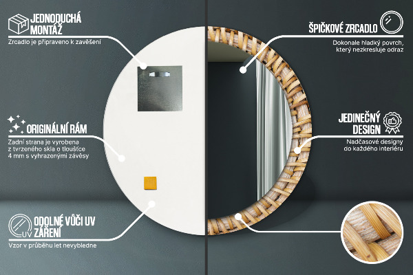 Rund spegel elegant Naturlig fläta