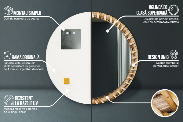 Rund spegel elegant Naturlig fläta