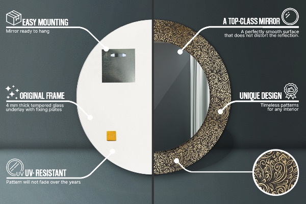 Rund spegel elegant Guld ornament