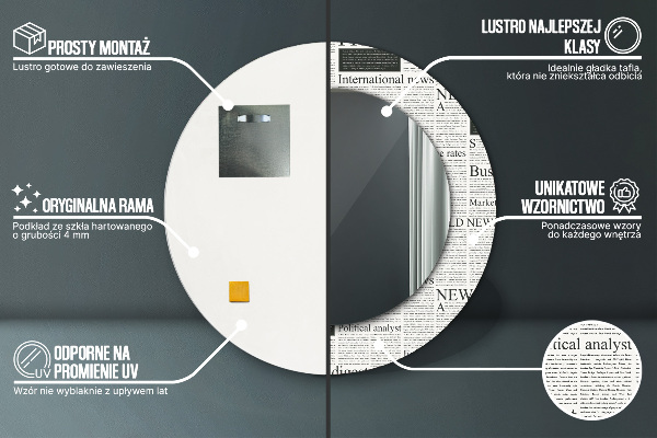 Rund spegel elegant Mönster från tidningar