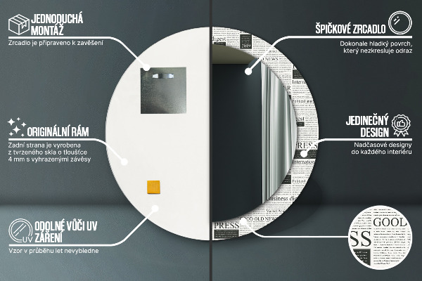 Rund spegel elegant Mönster från tidningar