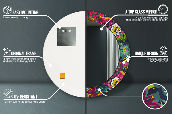 Rund spegel elegant Handmålade blommor