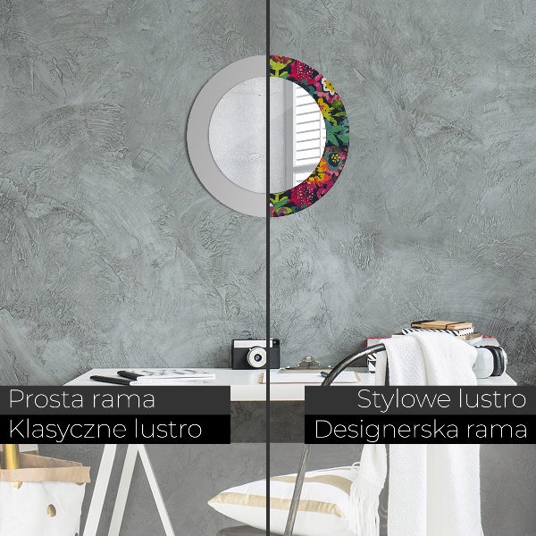 Rund spegel elegant Handmålade blommor