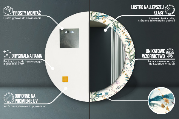 Rund spegel elegant Akvarell blommor