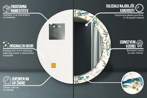 Rund spegel elegant Akvarell blommor