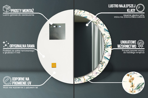 Rund spegel elegant Akvarell blommor