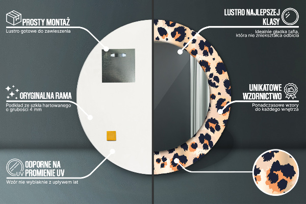 Rund spegel elegant Vilda mönster