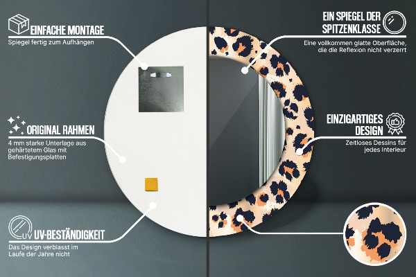 Rund spegel elegant Vilda mönster