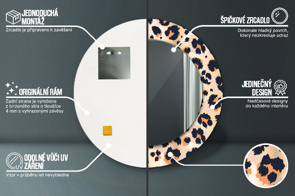 Rund spegel elegant Vilda mönster