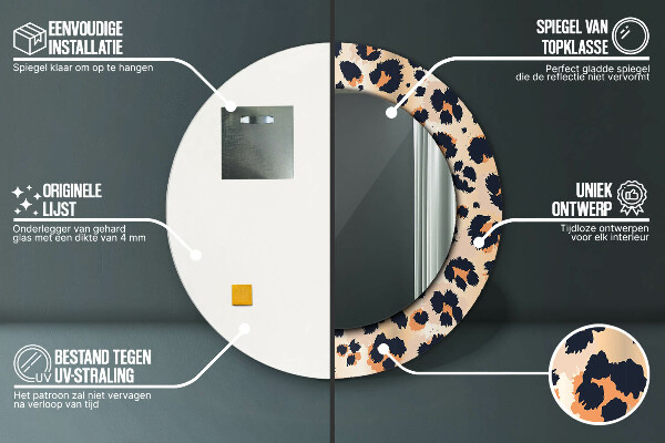 Rund spegel elegant Vilda mönster