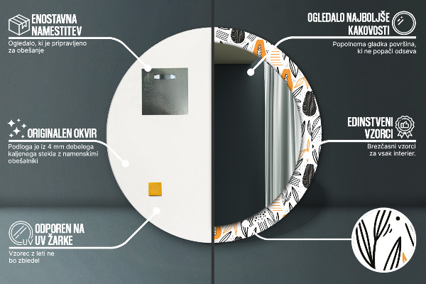 Rund spegel elegant Papaya mönster