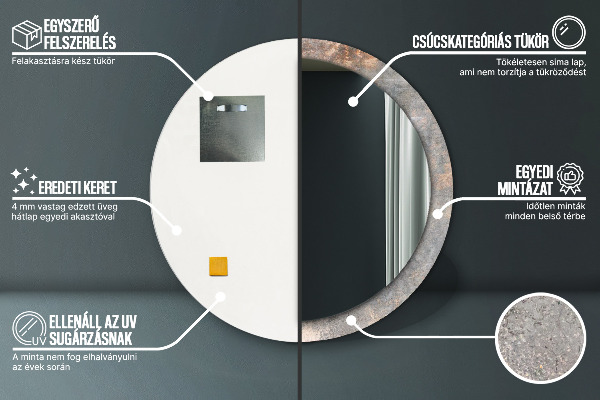 Rund spegel elegant Vintage betong