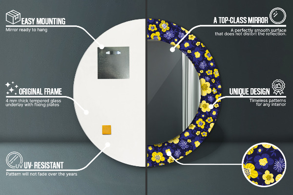 Rund spegel elegant Söta små blommor