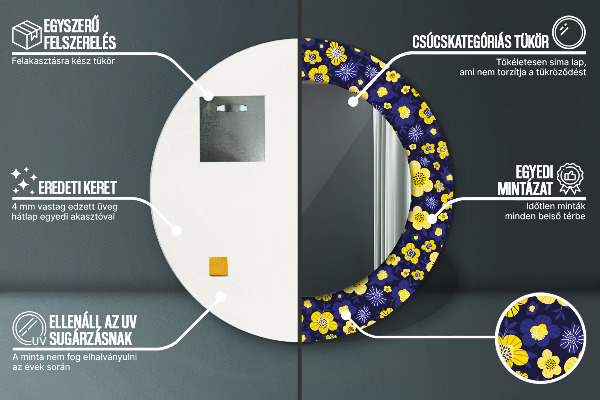 Rund spegel elegant Söta små blommor