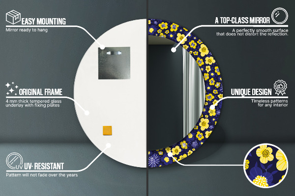 Rund spegel elegant Söta små blommor