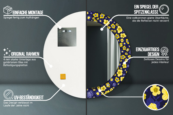 Rund spegel elegant Söta små blommor