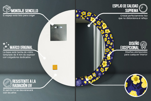 Rund spegel elegant Söta små blommor