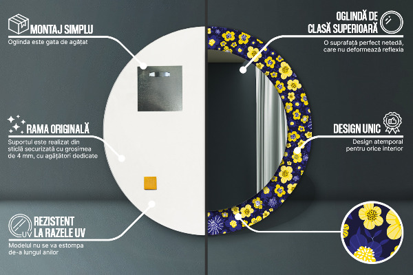 Rund spegel elegant Söta små blommor