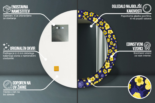 Rund spegel elegant Söta små blommor