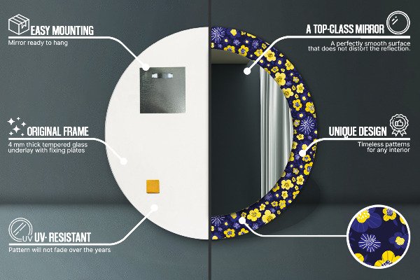 Rund spegel elegant Söta små blommor