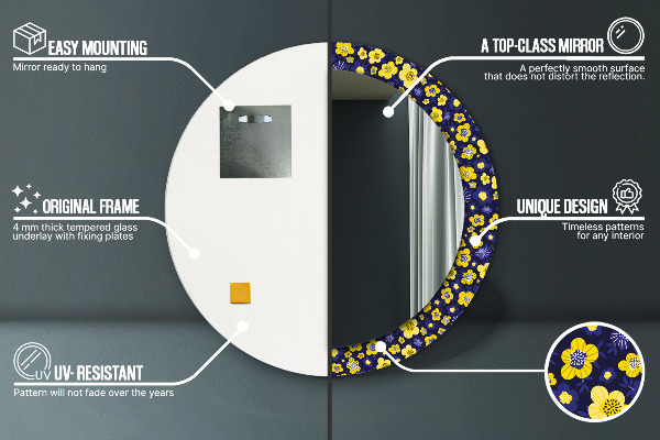 Rund spegel elegant Söta små blommor