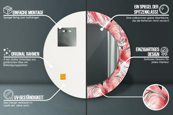 Rund spegel elegant Flamingo mönster