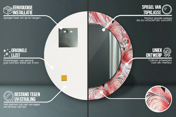 Rund spegel elegant Flamingo mönster