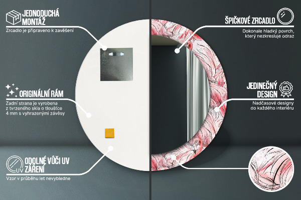 Rund spegel elegant Flamingo mönster