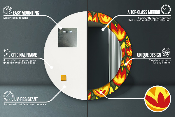 Rund spegel elegant Retro tulpaner