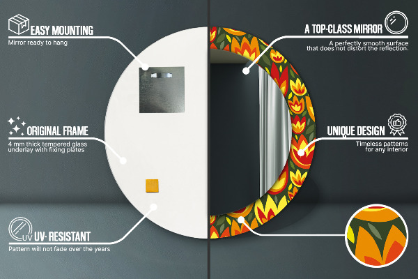 Rund spegel elegant Retro tulpaner