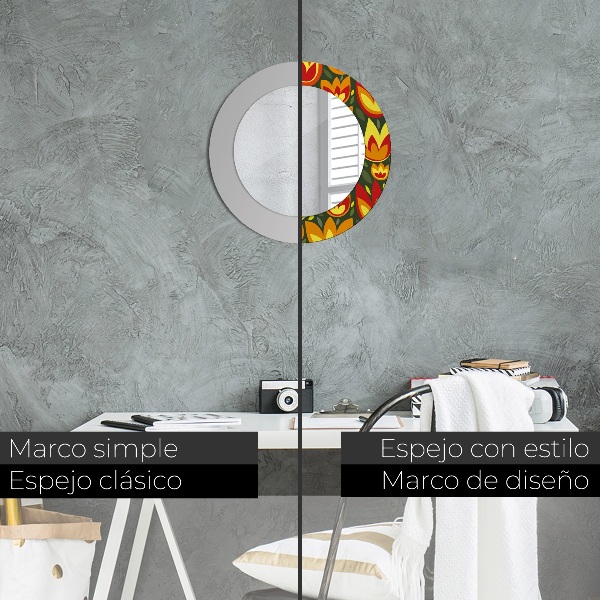 Rund spegel elegant Retro tulpaner