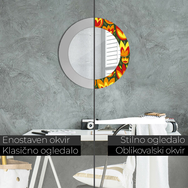 Rund spegel elegant Retro tulpaner