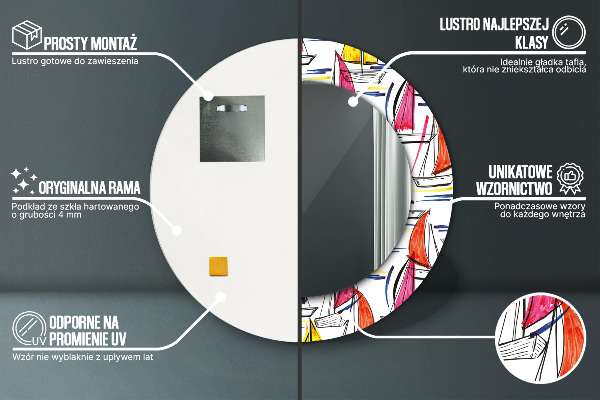 Rund spegel elegant Båt på sjön