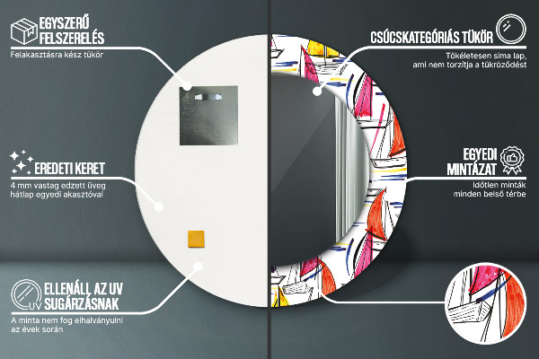 Rund spegel elegant Båt på sjön