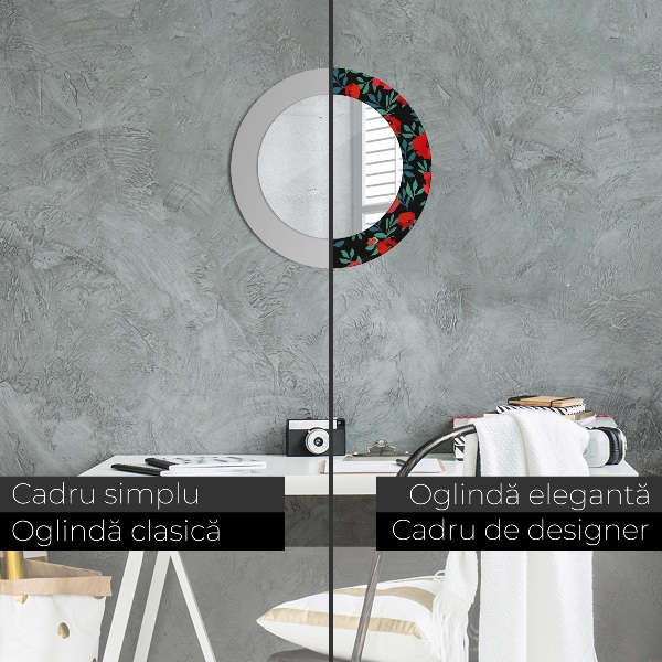 Rund spegel elegant Röd vallmo