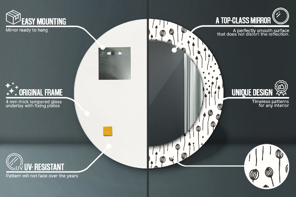 Rund spegel elegant Blomma teckning