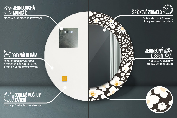 Rund spegel elegant Elfenben tusensköna