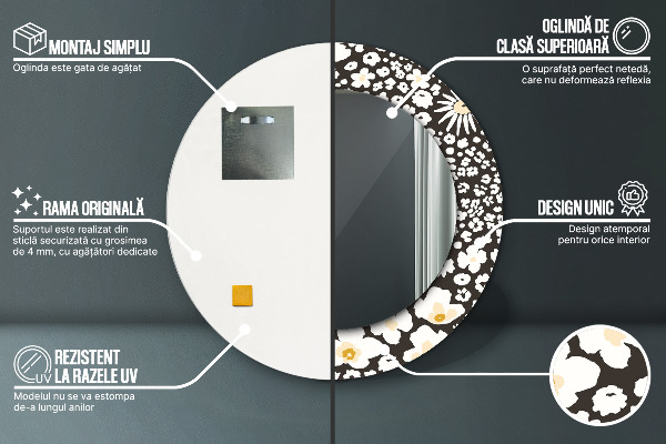 Rund spegel elegant Elfenben tusensköna