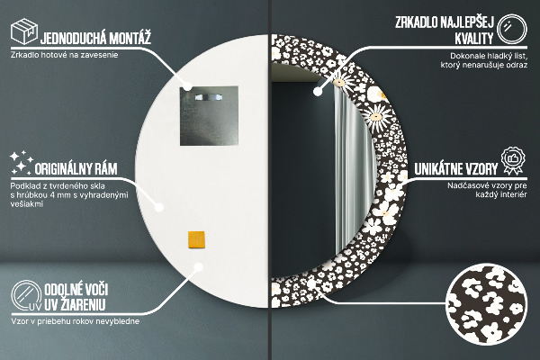 Rund spegel elegant Elfenben tusensköna