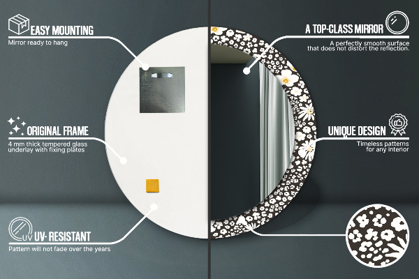 Rund spegel elegant Elfenben tusensköna